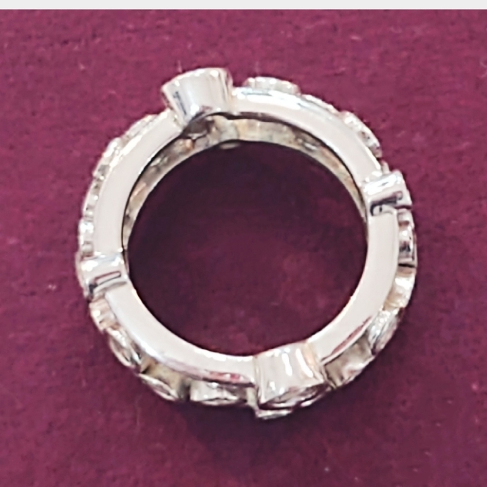 Vintage Silver Multiple Rhinestone Ring Size 8 - image 6